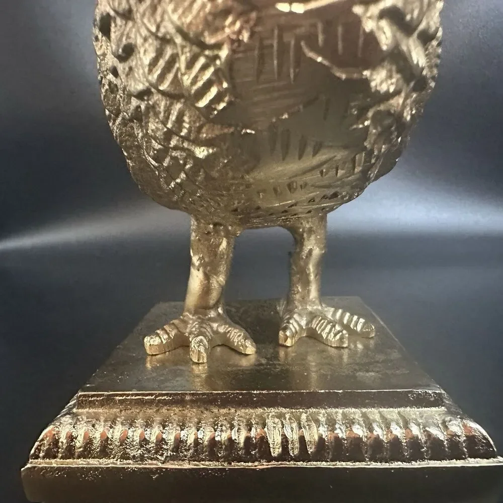 Heavy Cast Metal Pheasant Candle Holder Bronze Finish Taper Holder 7”